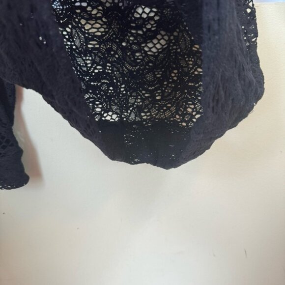 IRO Crochet Lace Cotton Blend Sweater Crew Neck Knit Long Sleeves Sheer Black 40 - Picture 9 of 16